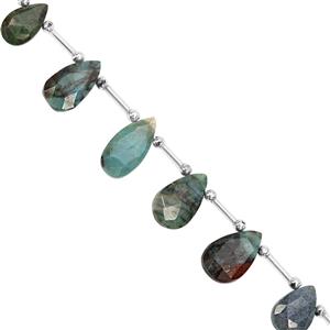 62cts Chrysocolla Top Side Drill Graduated Faceted Pear Approx 11x7.5 to 19x11mm, 19cm Strand with Spacers