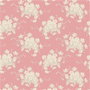 Tilda Sunday Brunch Collection White Flower Pink Fabric 0.5m