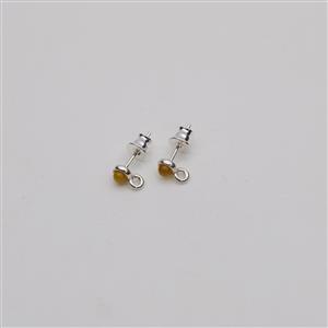 Baltic Butterscotch Amber Sterling Silver Stud Earrings with Loop. Earring Backs included (1pair)