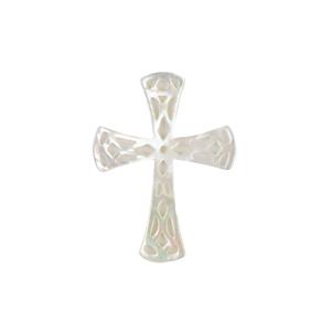 Mother of Pearl Carved Cross, Approx 37x49mm, Approx 9.5cts