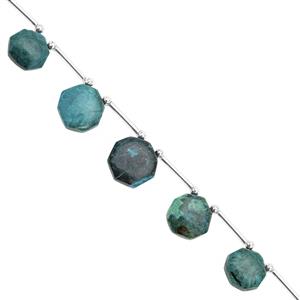55cts Chrysocolla Corner Drill Graduated Smooth Octagon Approx 9 to 14.50mm, 13cm Strand with Spacers