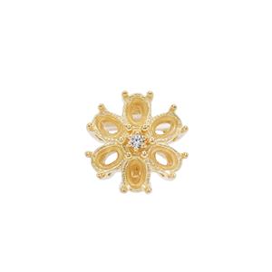 Gold Plated 925 Sterling Silver Flower Oval Pendant Mount (To fit 4x3mm gemstones) Inc. 0.02cts White Zircon Brilliant Cut Round 1.50mm- 1pcs