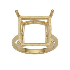 Gold Plated 925 Sterling Silver Ring Mount (To fit 14mm Square Gemstones)