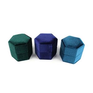 Hexagon Velvet Ring Jewellery Boxes (Green, Navy, Teal)