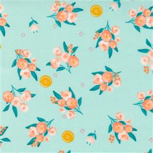 Moda Sew Wonderful Teal Floral Fabric 0.5m
