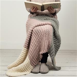 Wool Couture Mink/Cream/Grey Hannah's Blanket Knitting Kit 