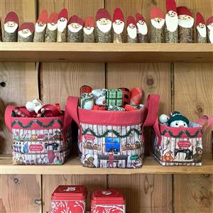 Amber Makes Santa's Sewing Workshop - Christmas Storage Baskets Kit: Panel and Instructions