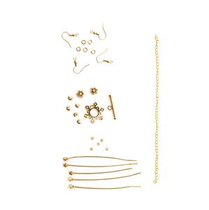 Gold Plated Base Metal Snowflake Findings Pack, 28pcs