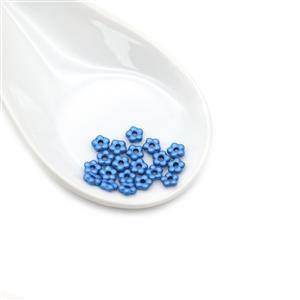 Metallic Sea Blue Flower Beads 5mm, 20pcs