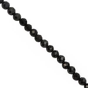 35cts Black Tourmaline Faceted Round Approx 3.50 to 4mm, 30cm Strand
