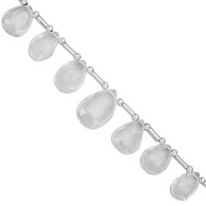 76cts Clear Quartz Top Side Drill Graduated Faceted Pear Approx 11.5x8 to 18.5x13mm, 20cm Strand with Spacers