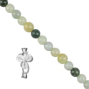  Type A Multicolour Jadeite Plain Rounds Approx 7-8mm and Clover Clasp Project