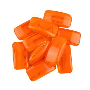 Pressed Opaque Orange Carrier Beads 9x17mm 10pcs