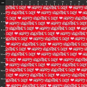 Henry Glass Gnomie Love Happy Valentine's Day Words Red Fabric 0.5m