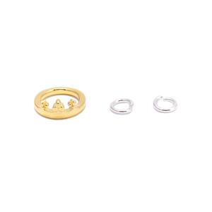 925 Sterling Silver Crown Connector (1xGold Plated Crown + 2xSilver Jump Rings）