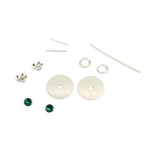 935 Argentium Domed Earrings Kit With Swarovski Emeralds 