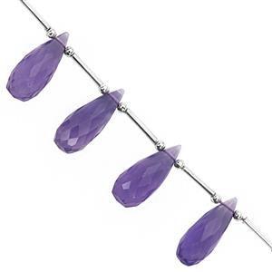 80cts Lavender Fluorite Faceted Drops Approx 20x8 to 25x10mm, 12cm Strand With Spacers