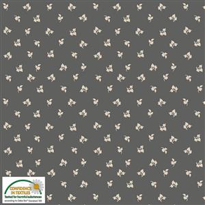 Nellies Shirtings Tossed Leaves On Grey Fabric 0.5m