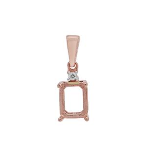 Rose Gold Plated 925 Sterling Silver Octagon Pendant Mount (To fit 9x7mm gemstones) Inc. 0.05cts White Zircon Brilliant Cut Round 2mm - 1Pcs