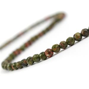 40cts Unakite Faceted Rounds Approx 4mm, 38cm Strand