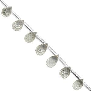 25cts Green Amethyst Top Side Drill Faceted Drop Approx 6x4 to 9x6mm, 20cm Strand with Spacers