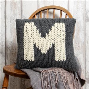 Wool Couture Grey Beginner Basics Monogram Cushion Knitting Kit With Free Crochet Hook Usually £8