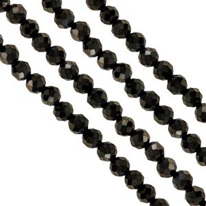Liam's Secret Deal! 4x 19cts Natural Black Spinel Faceted Rounds Approx 3mm, 30cm Strand