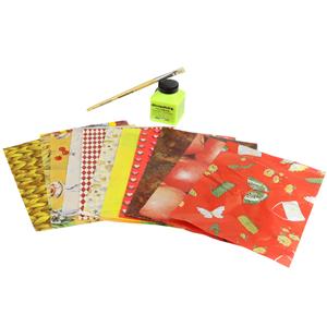 Decopatch Tester Set- pp70 glue, Brush, 12 Mixed Papers - 1/4 Sheets