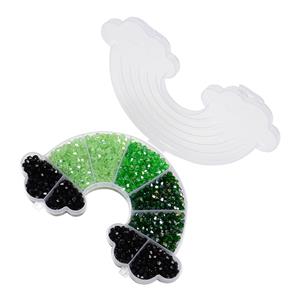 Rainbow Storage Box Approx 14x9x2cm with Approx 4mm Glass Green and Black Bicones with AB Coating