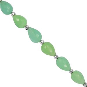 30cts Chrysoprase Faceted Straight Drill Drops, Approx 7x5 to 11x8mm 14cm Strands & Hematite Spacers With Downloadable Instructions By Debbie Kershaw