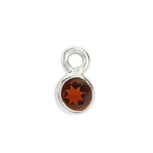 925 Sterling Silver January Birthstone Round Charm with 0.04cts Red Garnet, Approx 3mm,