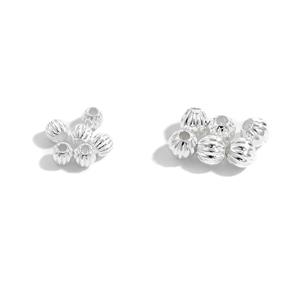 925 Sterling Silver Corrugated Round Spacer Beads, Approx 4mm & 5mm, 12pcs