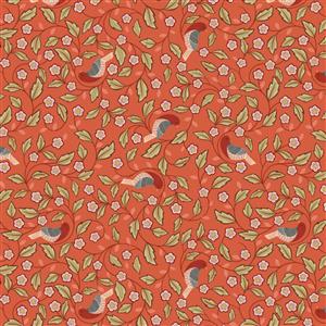 Lewis & Irene Isabella Collection Arts & Crafts Birds Soft Terracotta Fabric 0.5m
