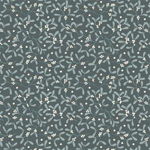 Lewis & Irene Winter In Bluebell Wood Collection Mistletoe Teal Flannel Fabric 0.5m
