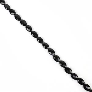 80cts Black Agate Faceted Puffy Ovals Approx 12x8mm, 38cm Strand