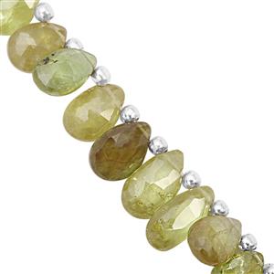 30cts Ambilobe Sphene Faceted Pear Approx 5.5x3.5 to 7x8mm, 14cm Strand With Spacers
