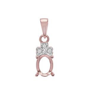 Rose Gold Plated 925 Sterling Silver Oval Pendant Mount (To fit 8x6mm gemstone) Inc. 0.04cts White Zircon Brilliant Cut Rounds 1.25mm- 1pcs