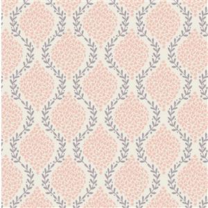 Lewis & Irene Spring Hare Reloved Collection Trailing Leaves Grey Blush Fabric 0.5m