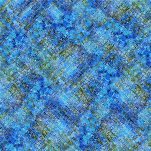 Jason Yenter Halcyon Mosaic Blue Fabric 0.5m