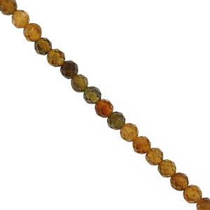 20cts Yellow Tourmaline Faceted Round Approx 3mm, 28cm Strand