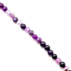 80cts Purple Banded Agate Plain Round Approx 6mm, 36cm Strand