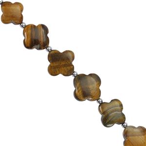 70cts Tiger Eye Clover Shapes Approx 11 to 16mm, 16cm Strand with Hematite Spacers