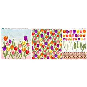 Delphine Brooks' Spring Tulips Fabric Panel (140cm x 56cm)