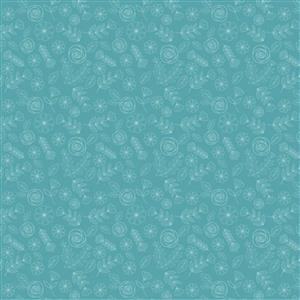 Poppie Cotton Hopscotch & Freckles Roses Blue Fabric 0.5m