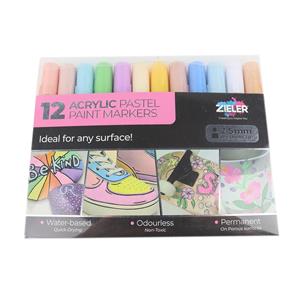 Zieler Acylic Paint Pens 2.5mm Pastel Colours pack of 12