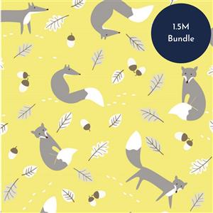 Cotton Lifestyle Mr Fox Yellow Fabric Bundle 1.5m Precut. Save £5!
