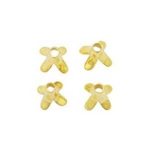 Gold 925 Sterling Silver, Silver Bead Caps Flower Petal Approx 10x9mm, 4pcs