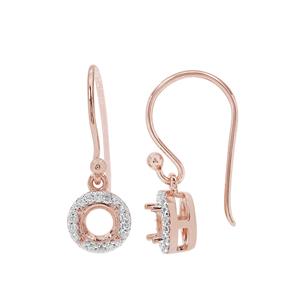 Rose Gold Plated 925 Sterling Silver Round Earrings Mount (To fit 5mm gemstone) Inc. 0.25cts White Zircon Brilliant Cut Round 1mm - 1 Pair