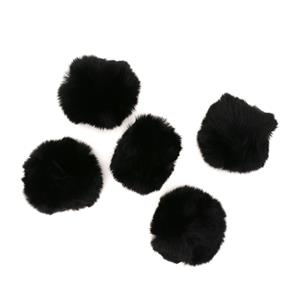 Black Faux Fur Pom Poms, Approx 8cm (5pcs/pack)