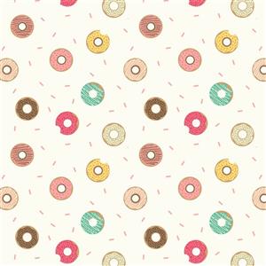 Lewis & Irene Small Things… Sweet Doughnuts Ivory Fabric 0.5m